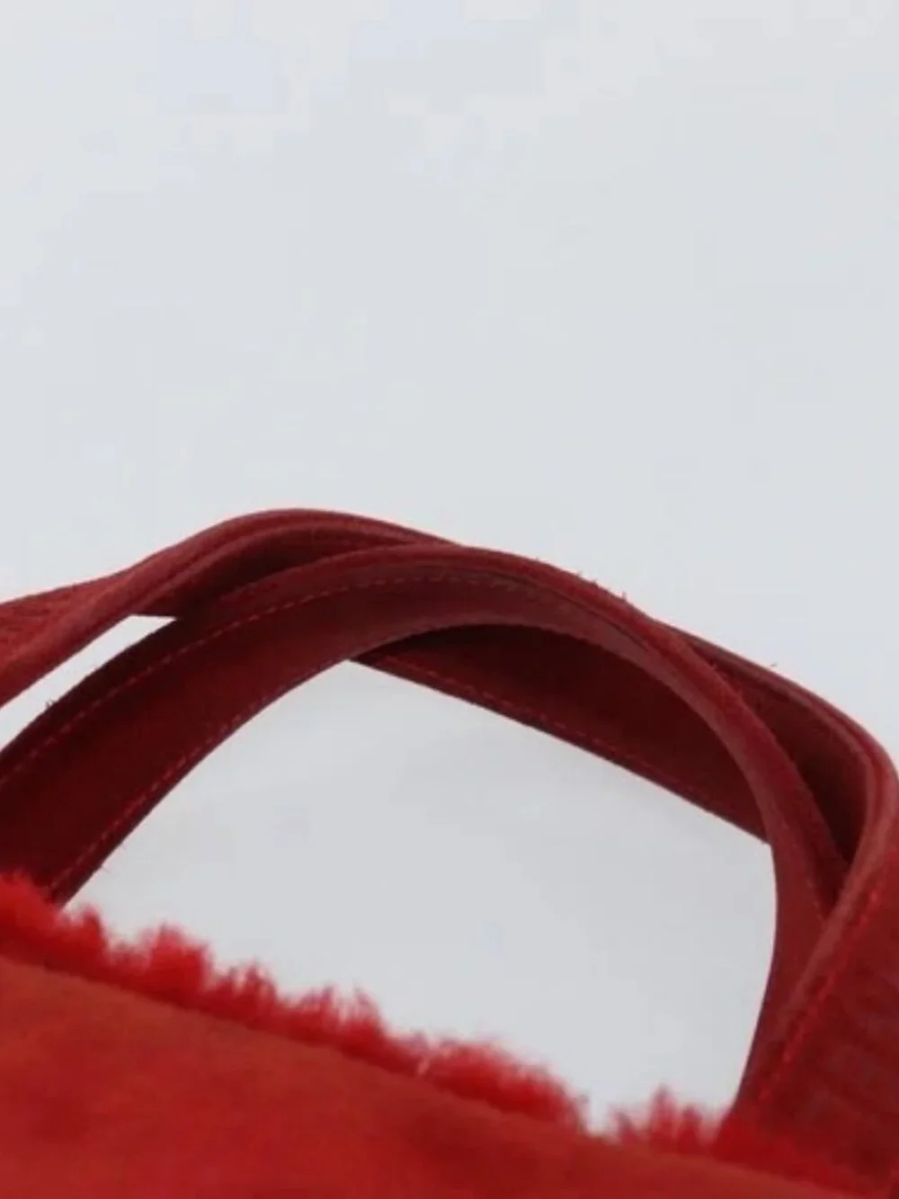 CHANEL Tote Bag Suede Red CC Auth 164529
